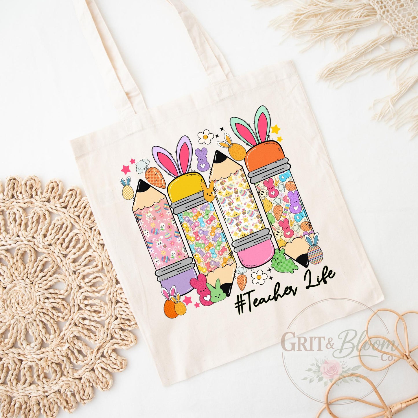 Personalized Easter Bunny Tote Bag | Kids Basket Alternative, Custom Name Canvas Bag