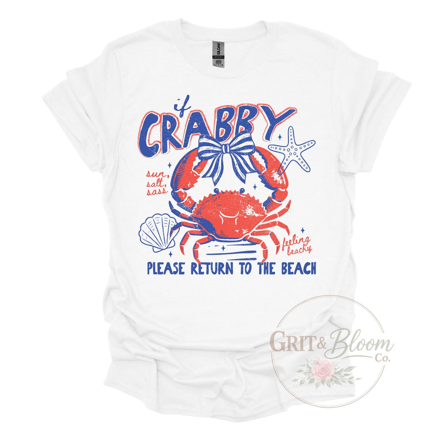 If Crabby Please Return To Beach Shirt | Coastal Crab Graphic Tee Summer Vacation