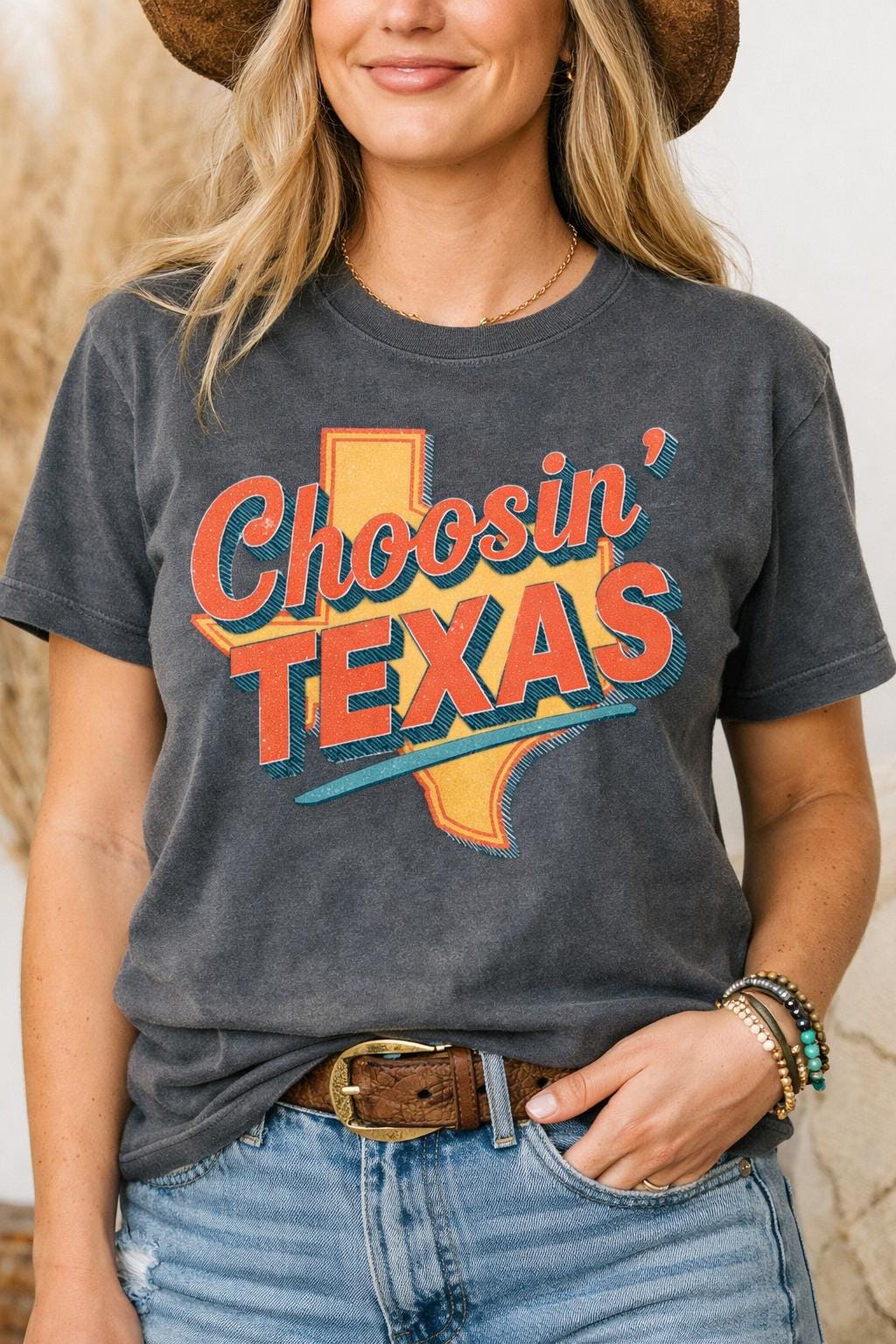 Retro Texas Graphic Tee, Distressed Western State Outline Shirt