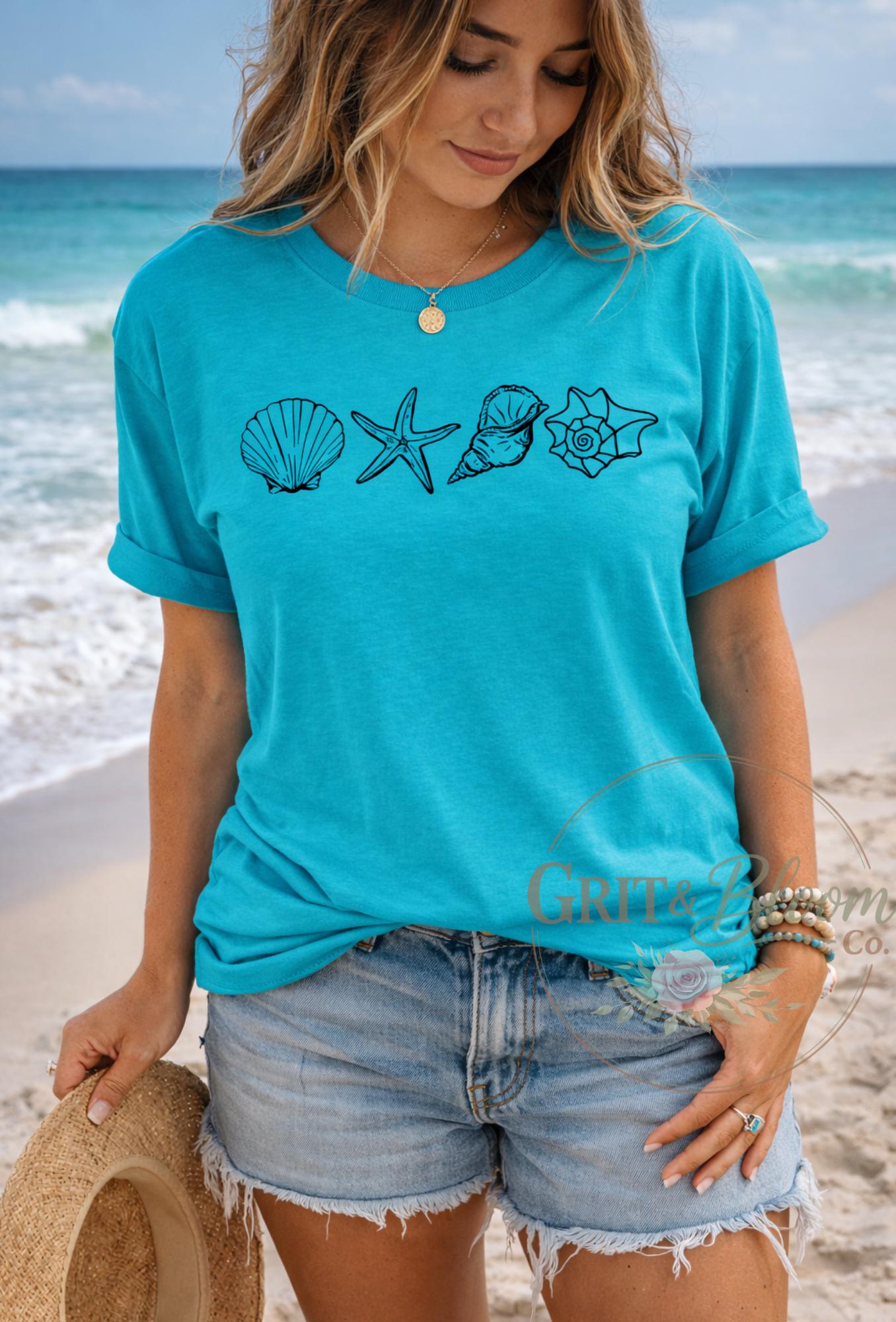 Seashell Graphic Tee | Minimalist Beach Lover Summer Shirt
