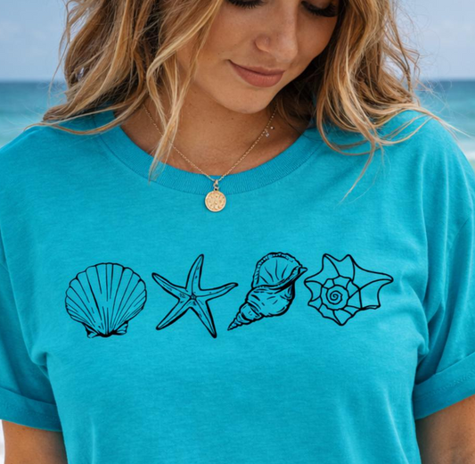 Seashell Graphic Tee | Minimalist Beach Lover Summer Shirt