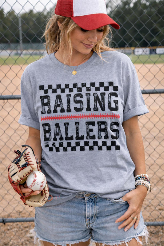 Raising Ballers Baseball Mom Shirt | Game Day Sports Tee