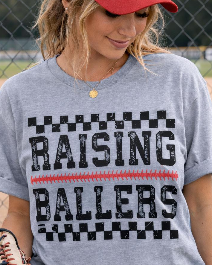Raising Ballers Baseball Mom Shirt | Game Day Sports Tee