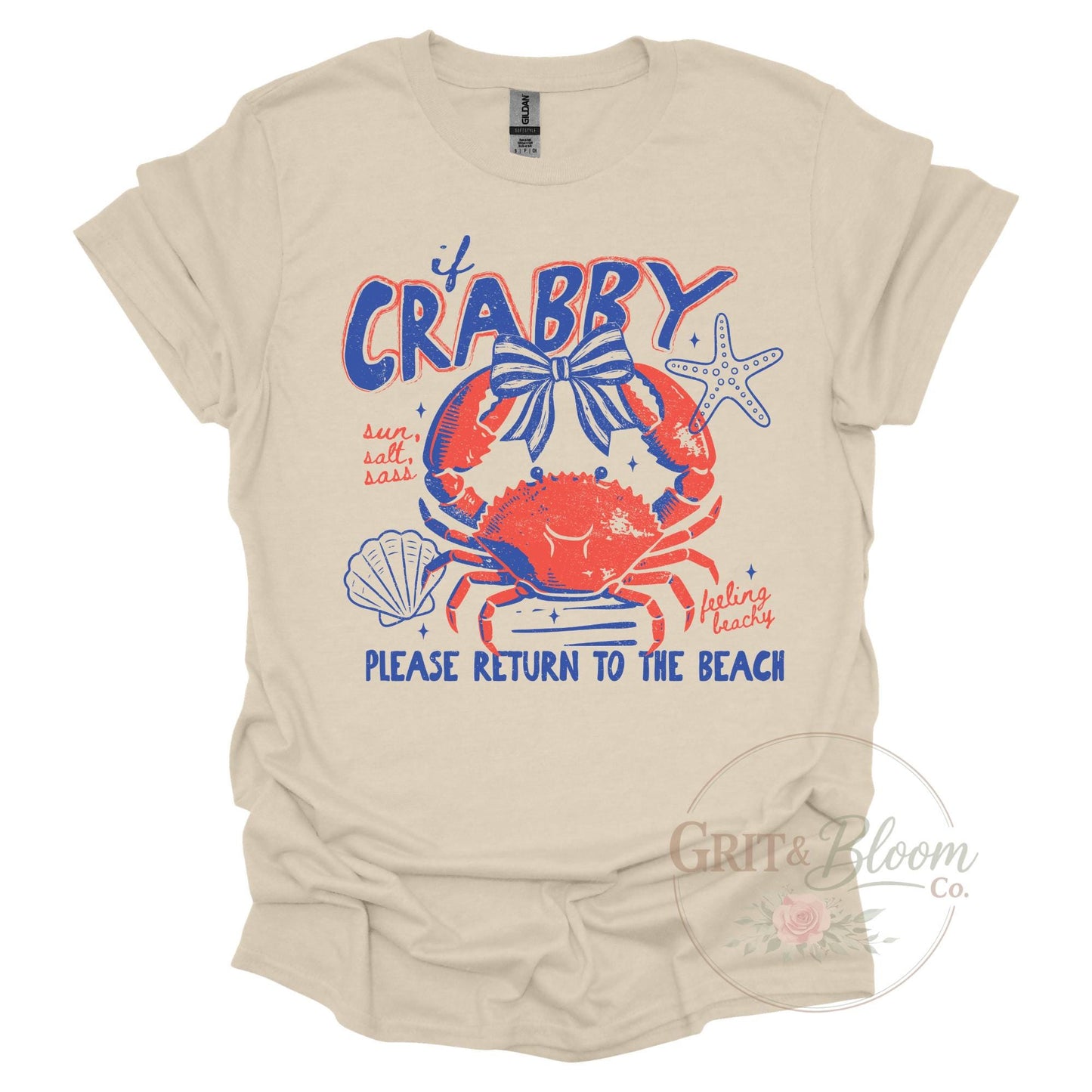 If Crabby Please Return To Beach Shirt | Coastal Crab Graphic Tee Summer Vacation