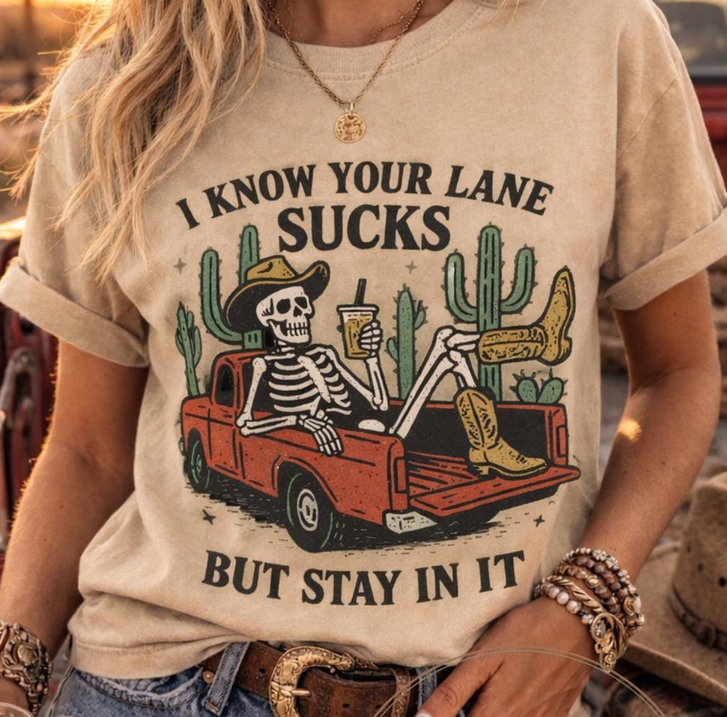 Skeleton Cowboy Truck Tee | Funny Western Sarcastic Country Humor Shirt