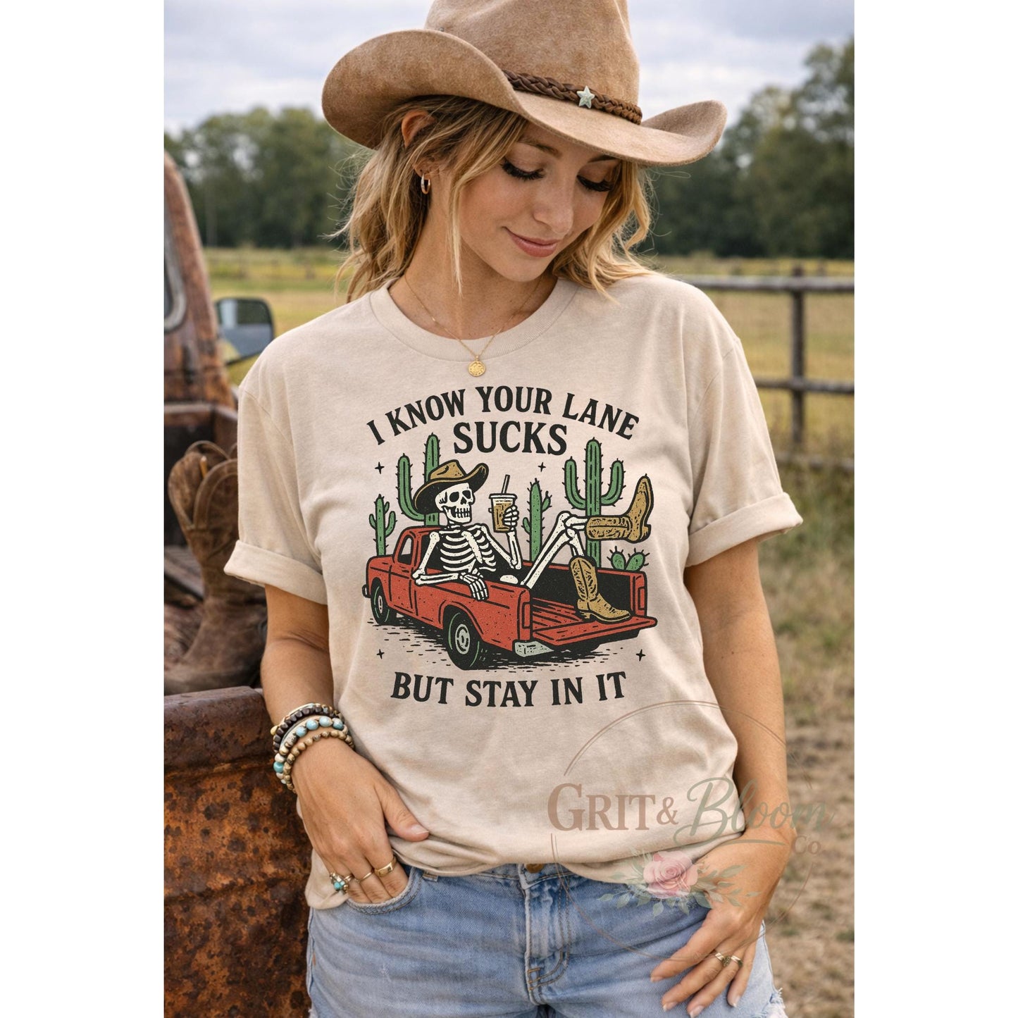 Skeleton Cowboy Truck Tee | Funny Western Sarcastic Country Humor Shirt