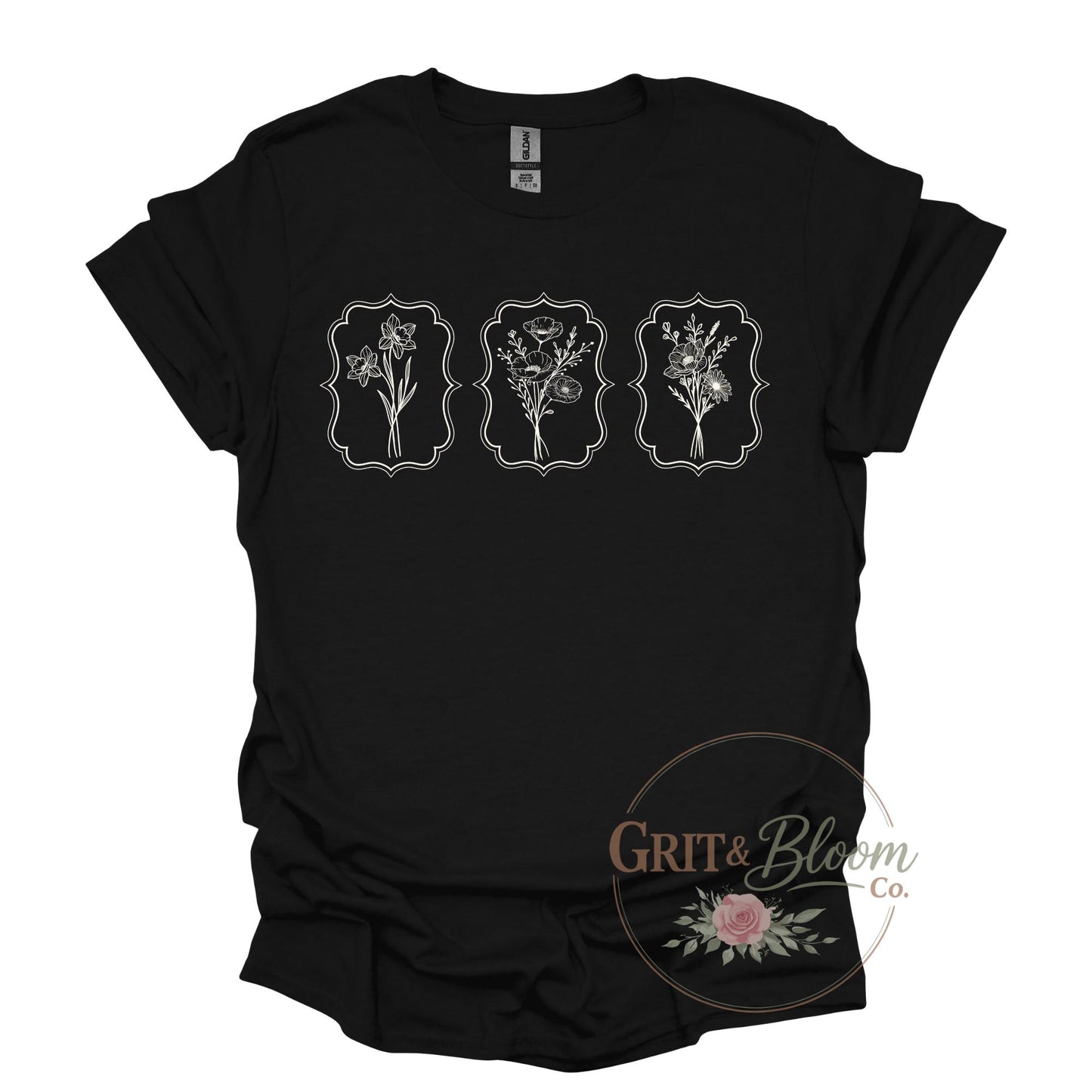Boho Wildflower Line Art Shirt | Botanical Floral Graphic Tee