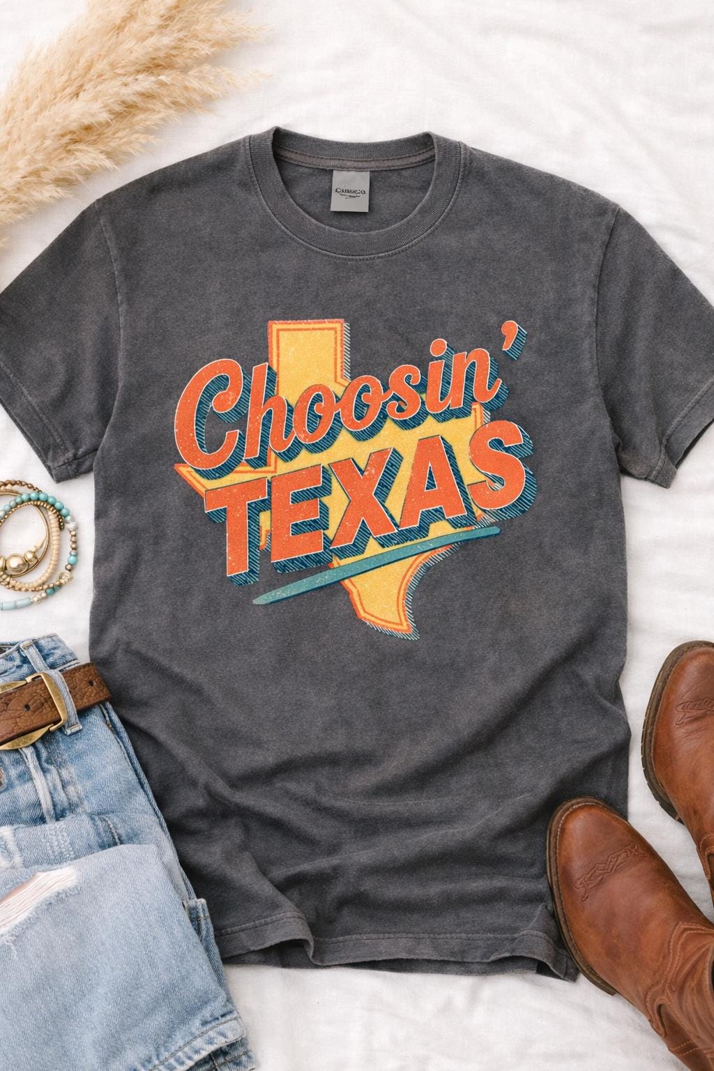 Retro Texas Graphic Tee, Distressed Western State Outline Shirt