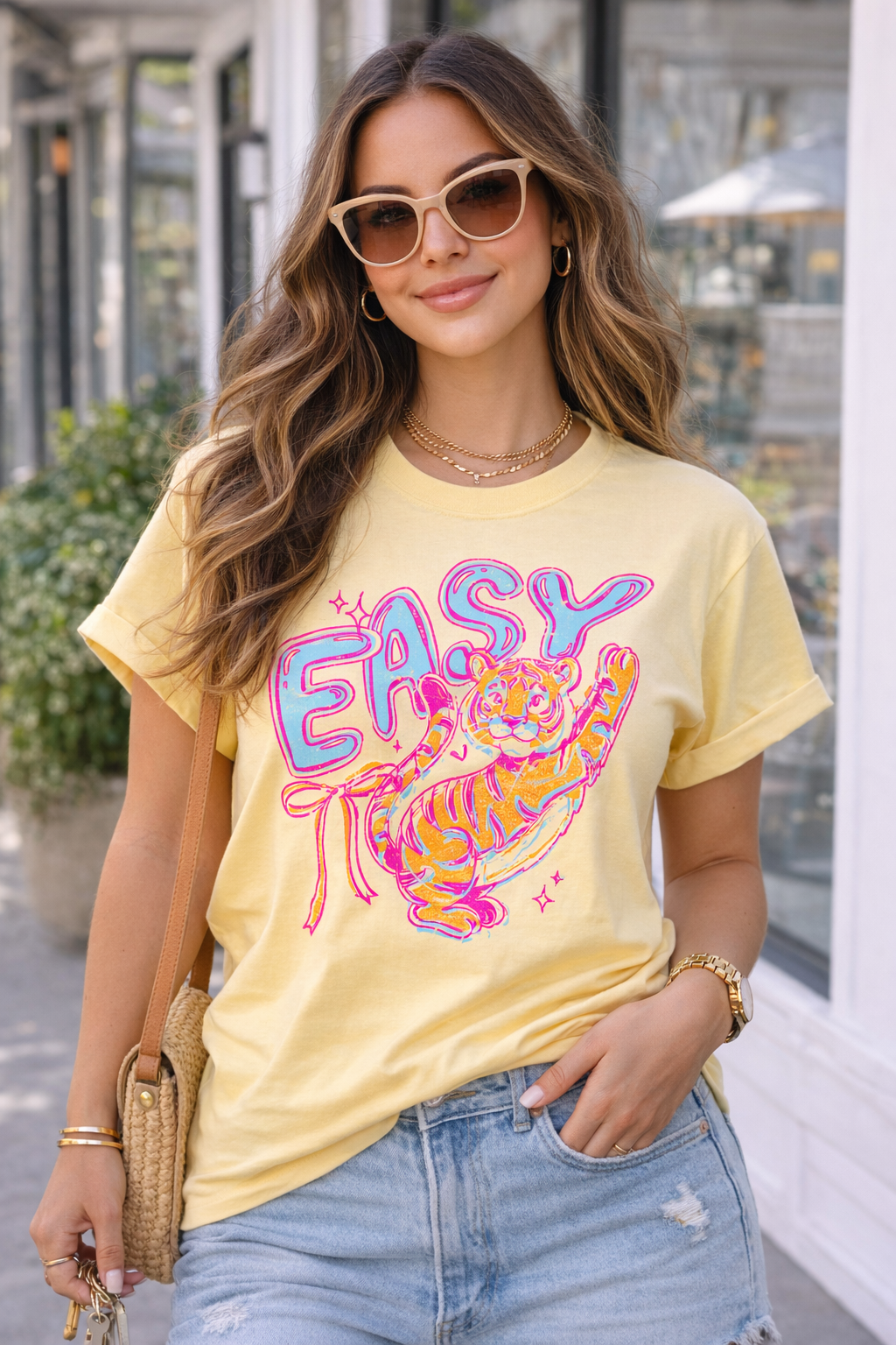 Easy Tiger Graphic Tee | Retro Neon Summer Shirt