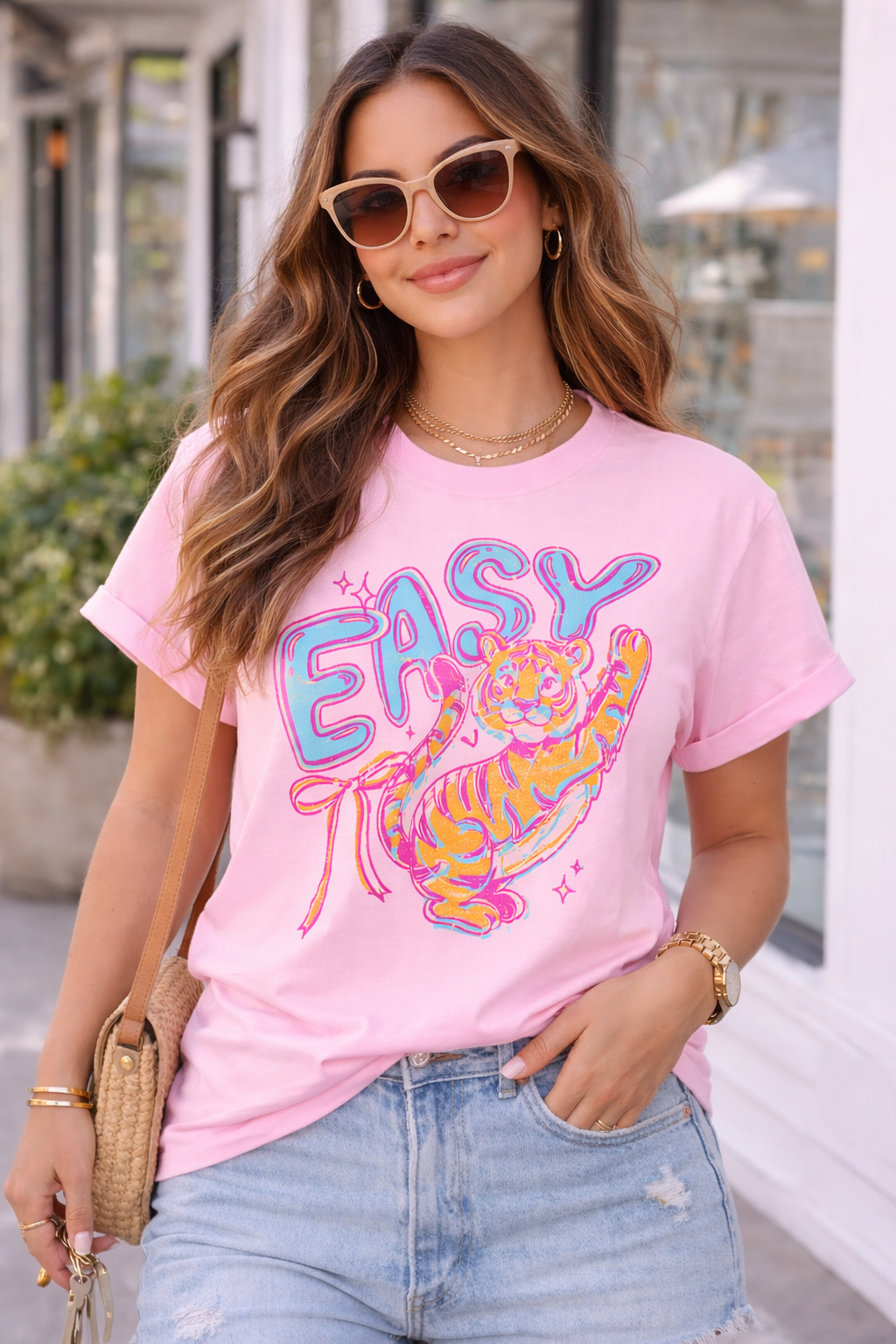 Easy Tiger Graphic Tee | Retro Neon Summer Shirt